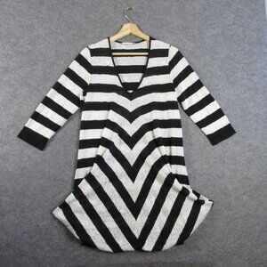 Anne Fontaine Women Balloon Hem Tunic Dress Lagenlook Semi Sheer 40 Striped 212